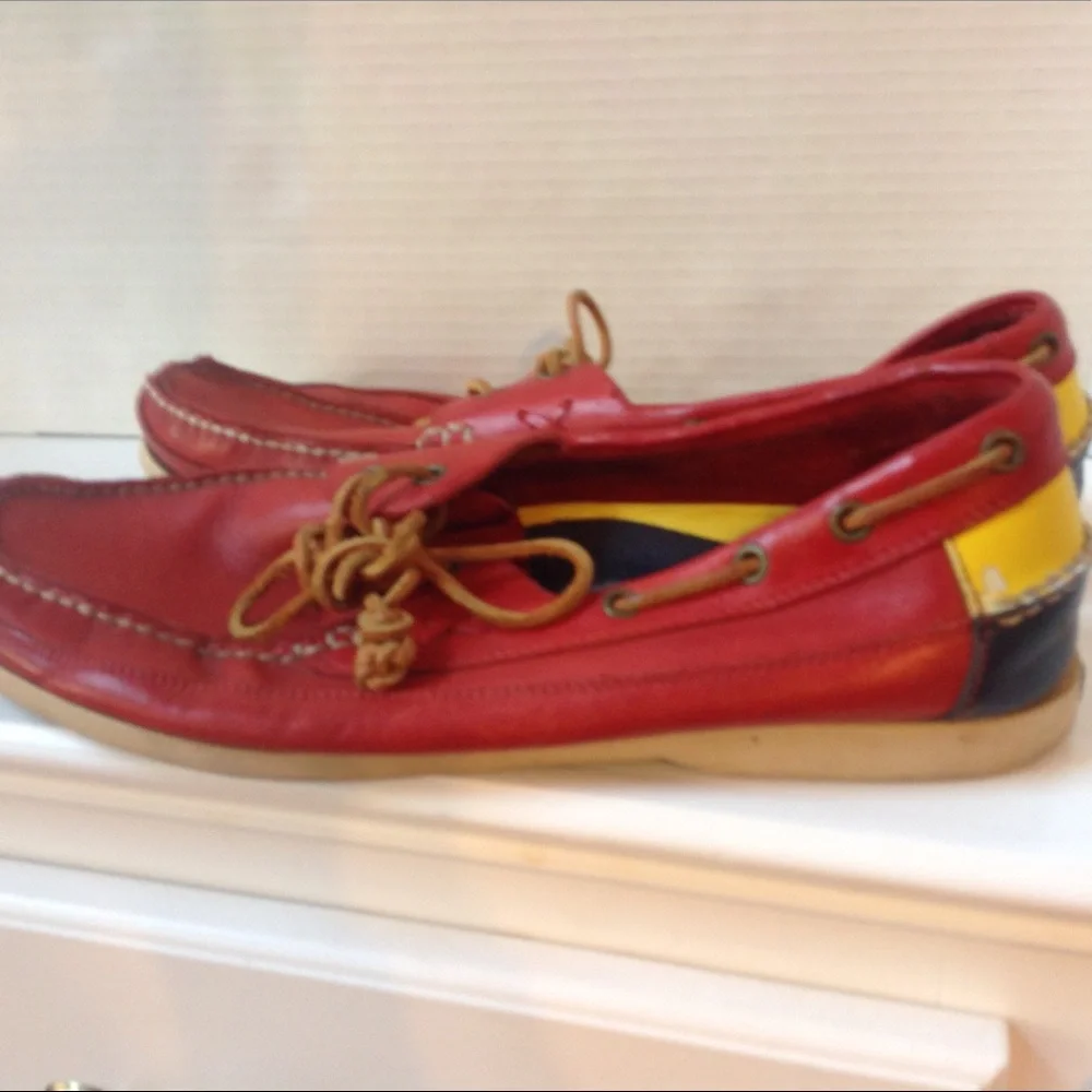 Vintage Ralph Lauren Polo Red Shoes Boat Yellow